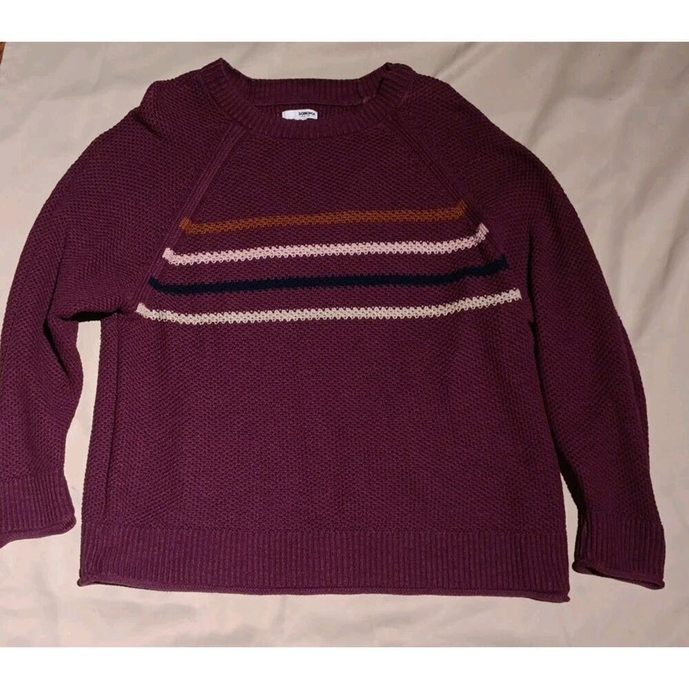 Sonoma Maroon Stripped Pullover Knitted Sweater Women’s Size XXL